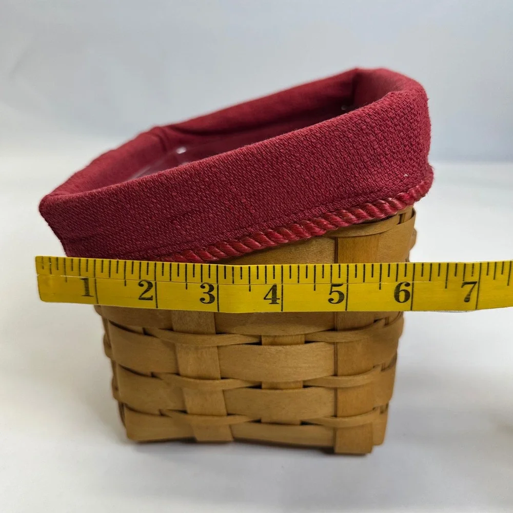 Longaberger 2008 TV Time Woven Wood Basket Red Fabric Liner Plastic Protector